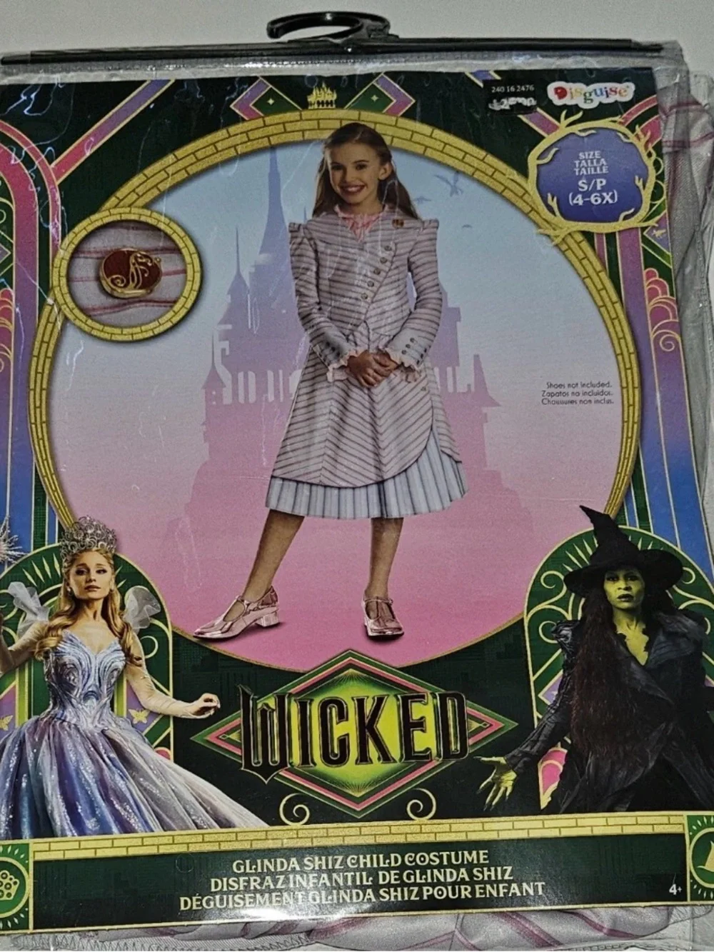 Wicked Glinda Shiz University Halloween Costume Dress Girls Small 4-6X NIP
